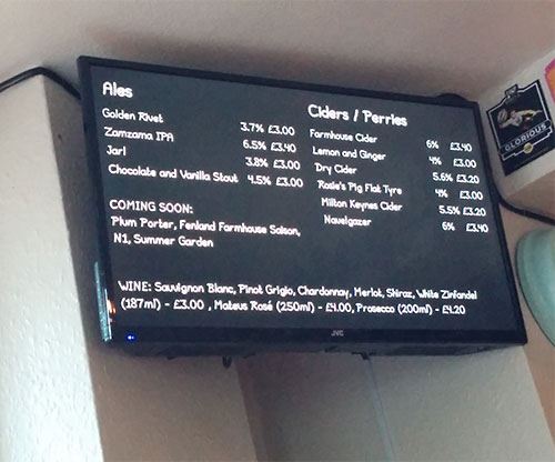 Real Ale Finder - digital signage, on screen beer board